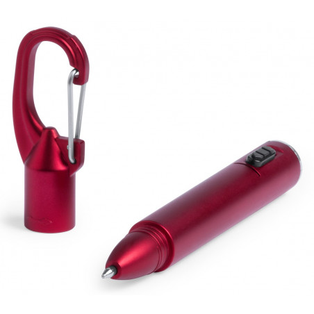 Linterna bolígrafo rojo led con adhesivo alianzas para detalles de boda
