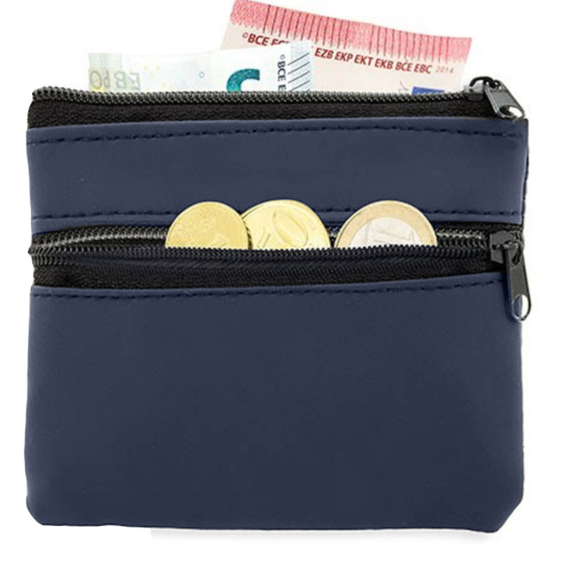 Monedero Azul Marino Con Doble Cremallera: Práctico Y Elegante