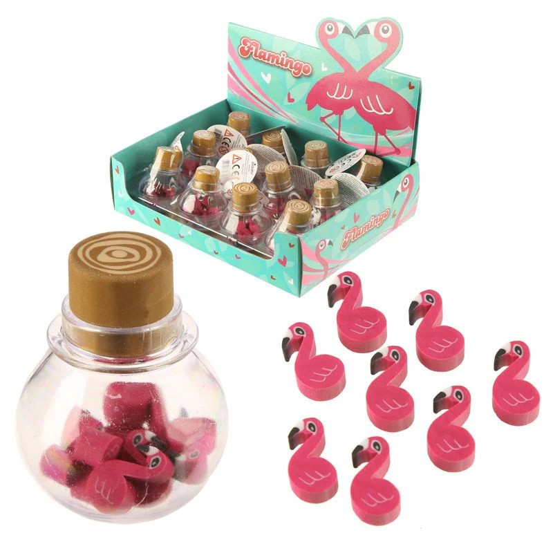 Botecito con Gomas de Borrar Flamencos: Detalle Original para Niñas Invitadas