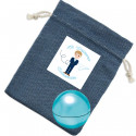 Detalles Invitados Comunión Bálsamo labial con aroma en bolsa azul con adhesivo personalizado