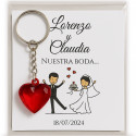 Llavero corazón rojo con tarjeta personalizada: un recuerdo de boda especial