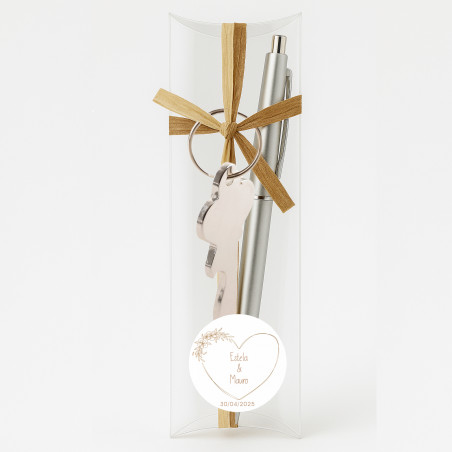 Set bolígrafo y llavero personalizado boda
