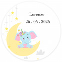 Adhesivo redondo 3cm con diseño elefante para detalles