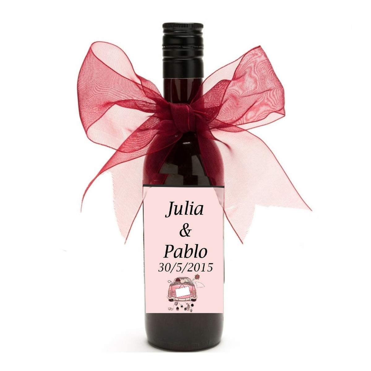 Botella de tinto para detalles de boda personalizados