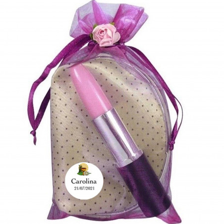 Monedero y bolígrafo pintalabios detalles de comunión personalizado