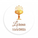 Adhesivo de comunión 3cm cáliz personalizado