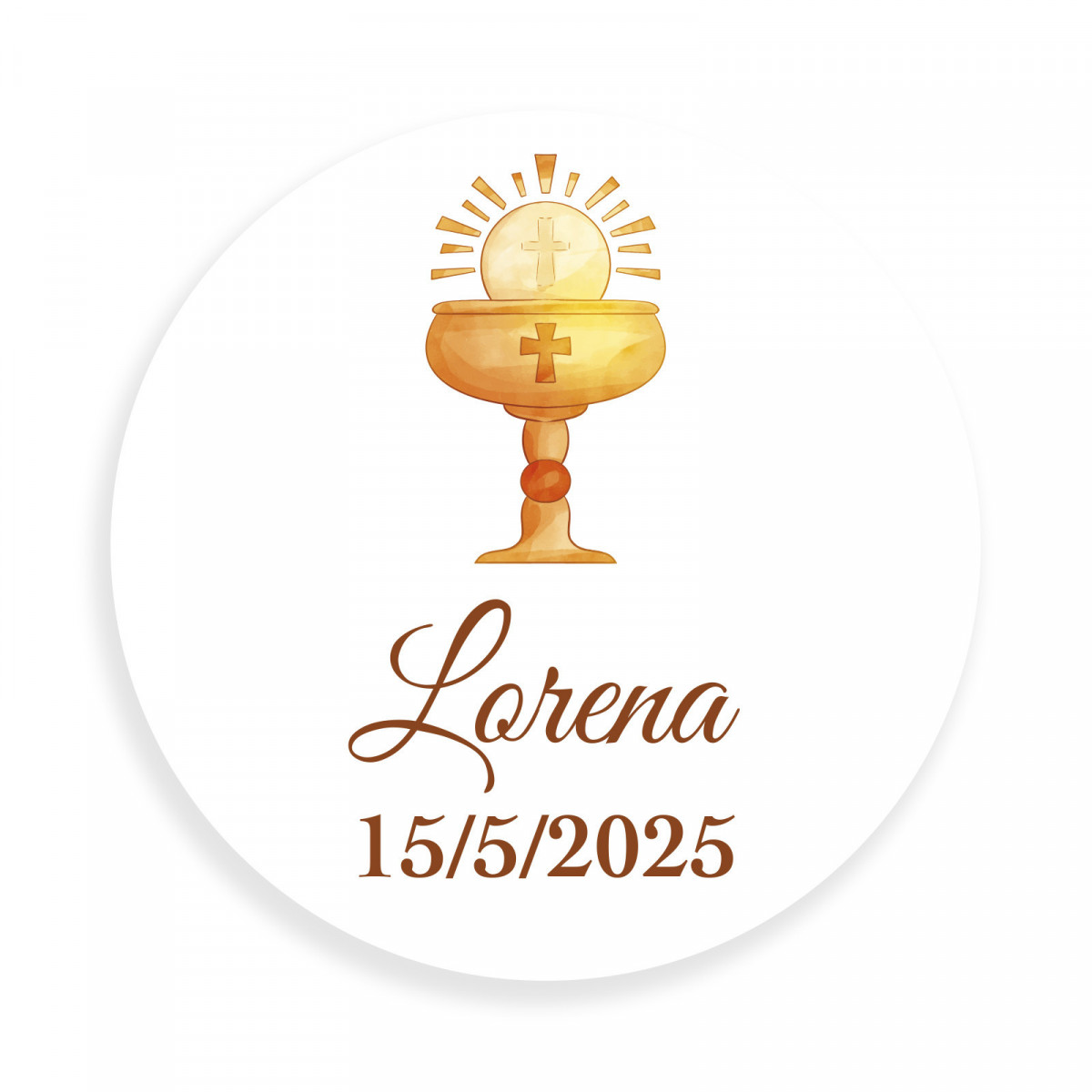 Adhesivo de comunión 3cm cáliz personalizado