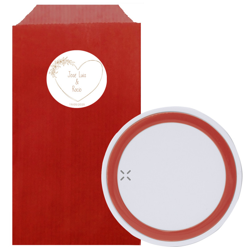 Cargador inalámbrico con sobre personalizado Un detalle práctico y elegante para tus invitados