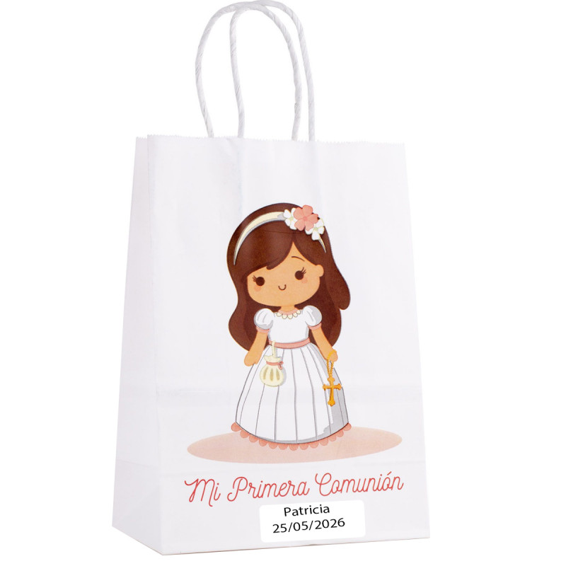 Bolsa Comunión Niña Personalizada Con Nombre Y Fecha