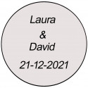 Adhesivo Boda 3cm transparente personalizado con texto