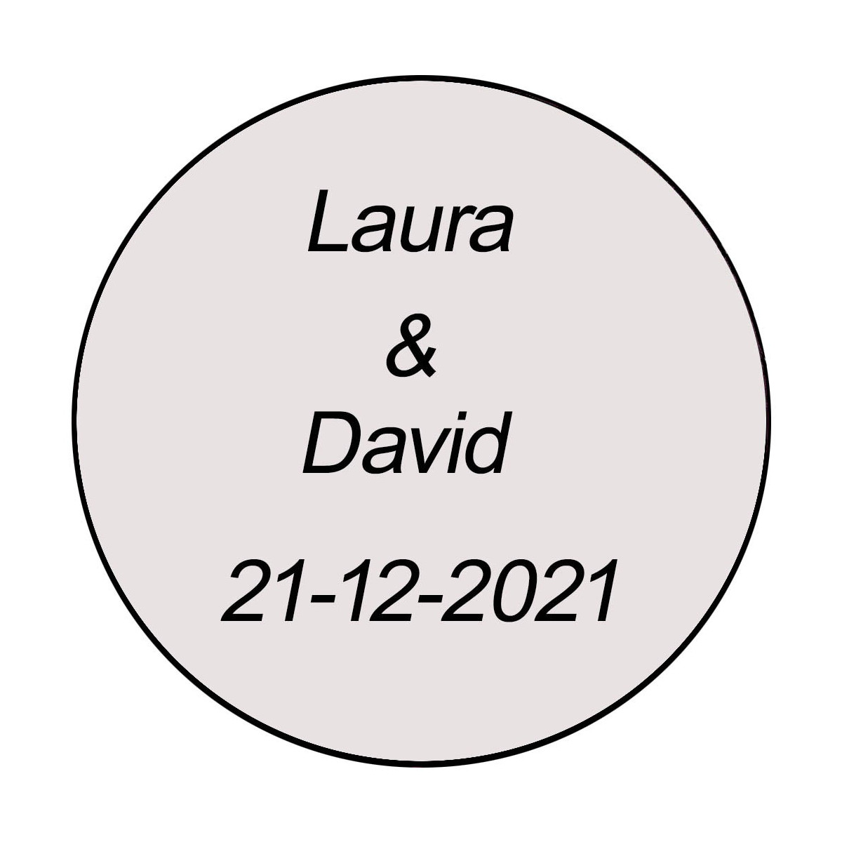 Adhesivo Boda 3cm transparente personalizado con texto