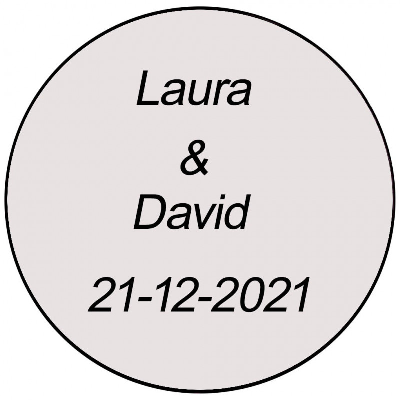 Adhesivo Boda 3cm transparente personalizado con texto