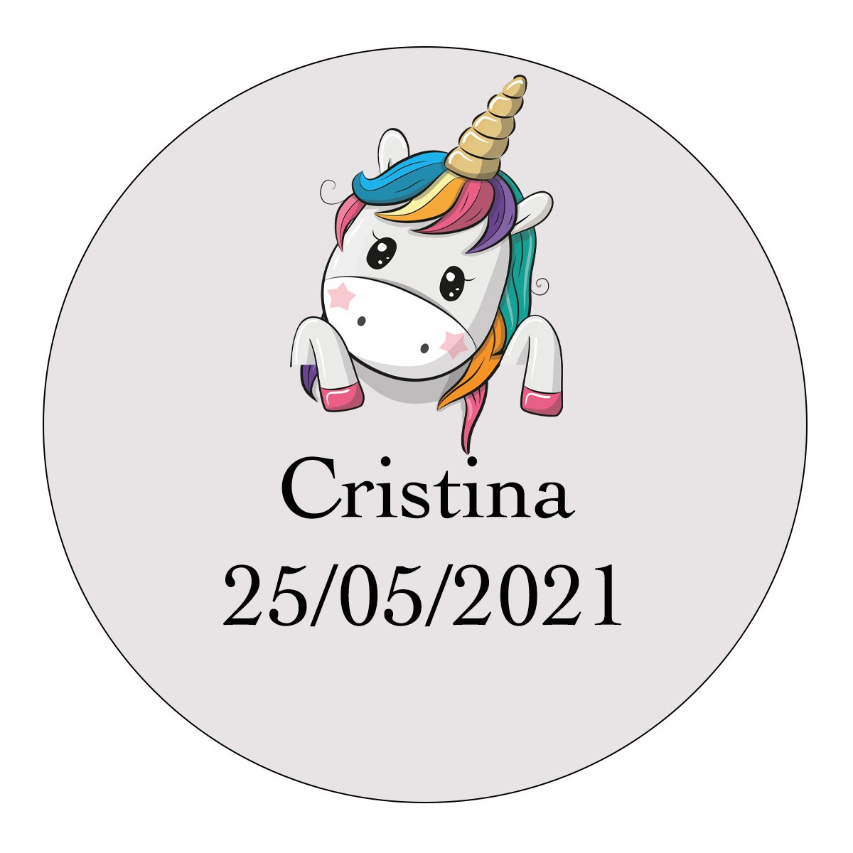 Adhesivo unicornio 3cm personalizado para eventos infantiles