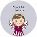 Adhesivo 3cm niña angelita personalizado fondo transparente