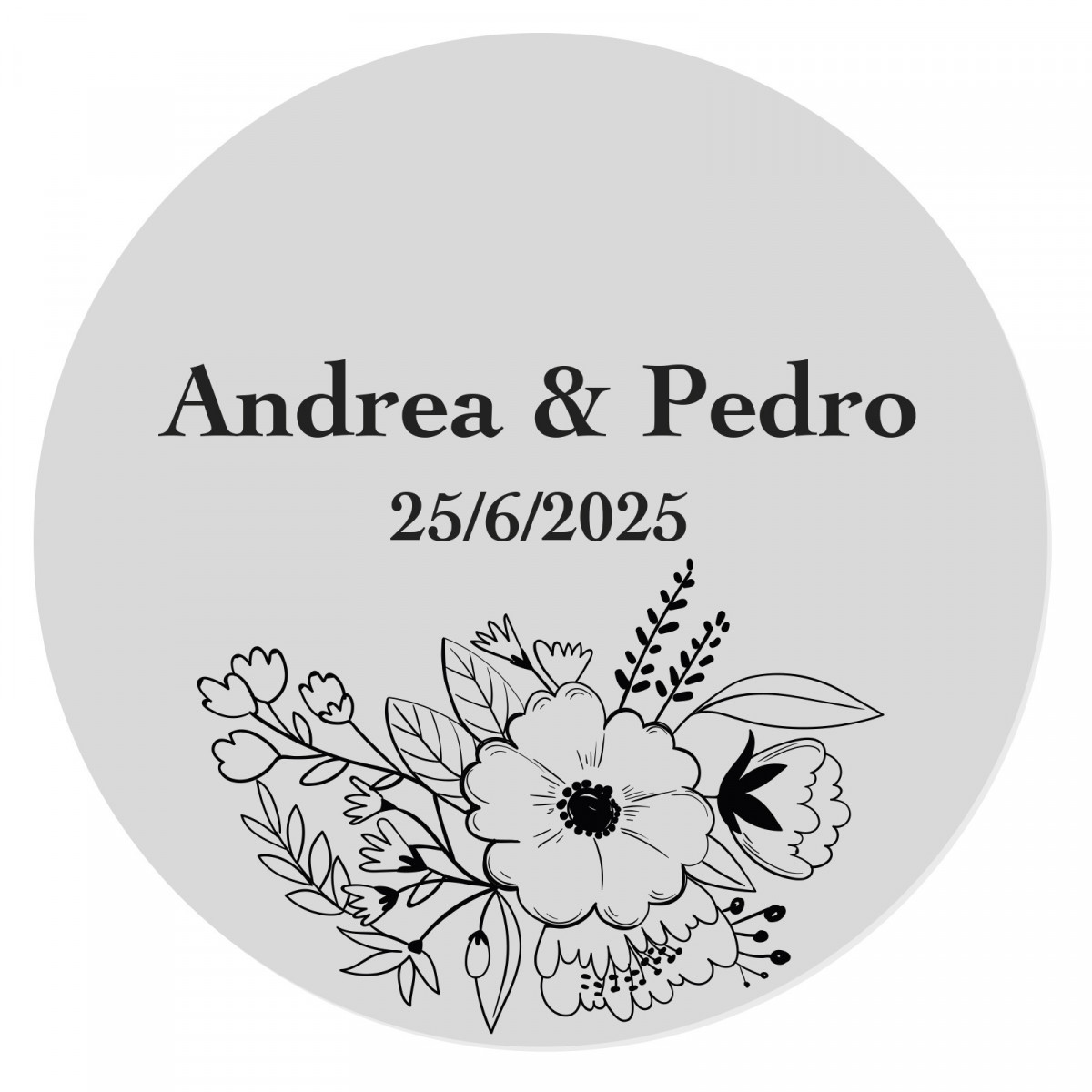 Adhesivo personalizado para eventos 3cm y fondo transparente
