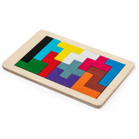 Puzzle tetris de madera personalizado para comunión con bolsa