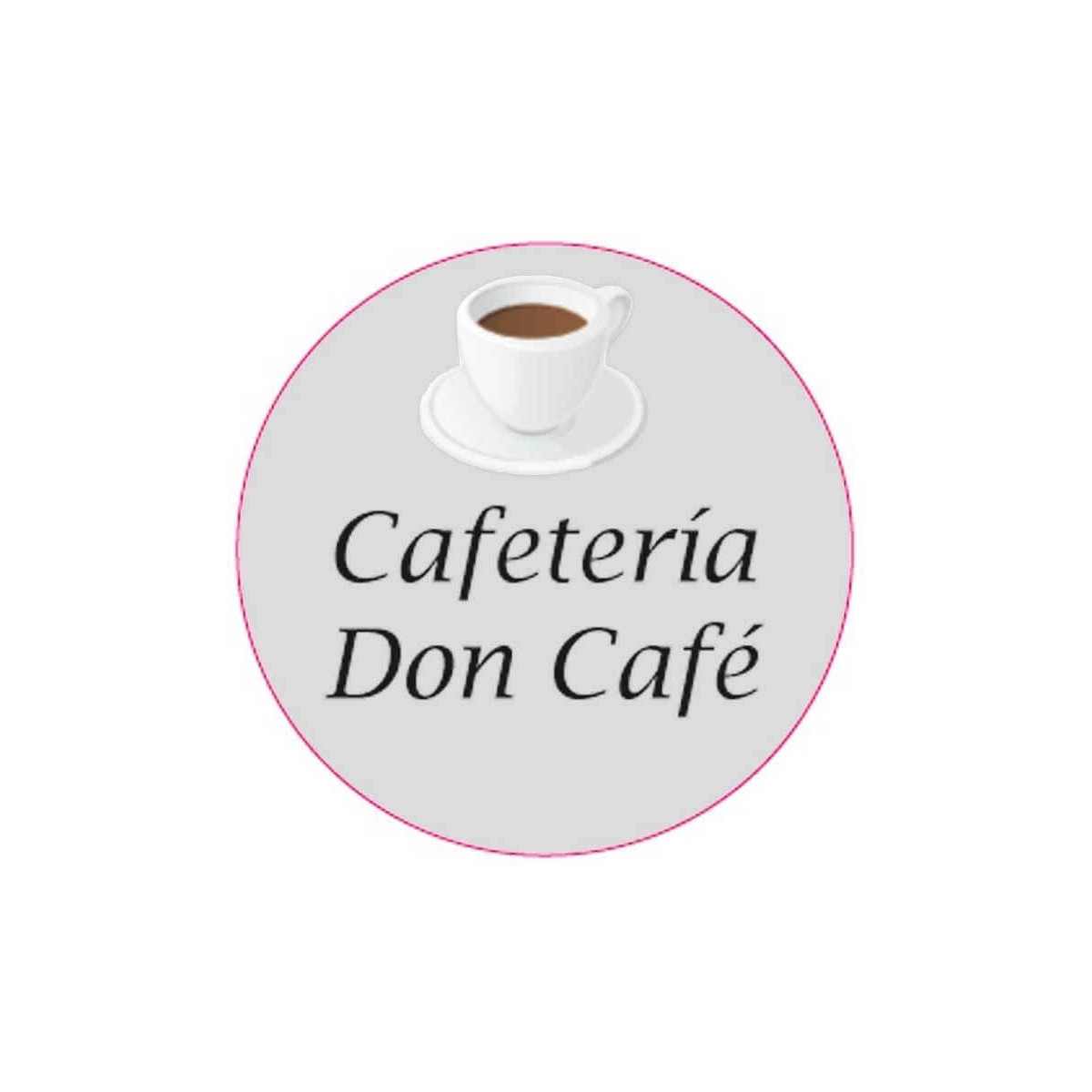 Adhesivo personalizado 3cm para empresas con diseño de taza de café y fondo transparente
