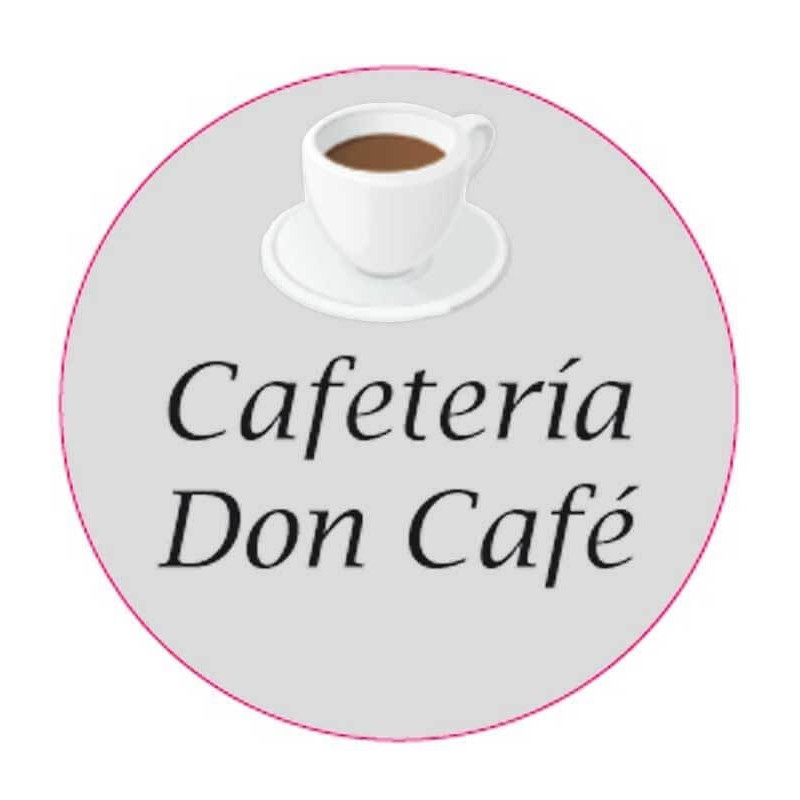 Adhesivo personalizado 3cm para empresas con diseño de taza de café y fondo transparente