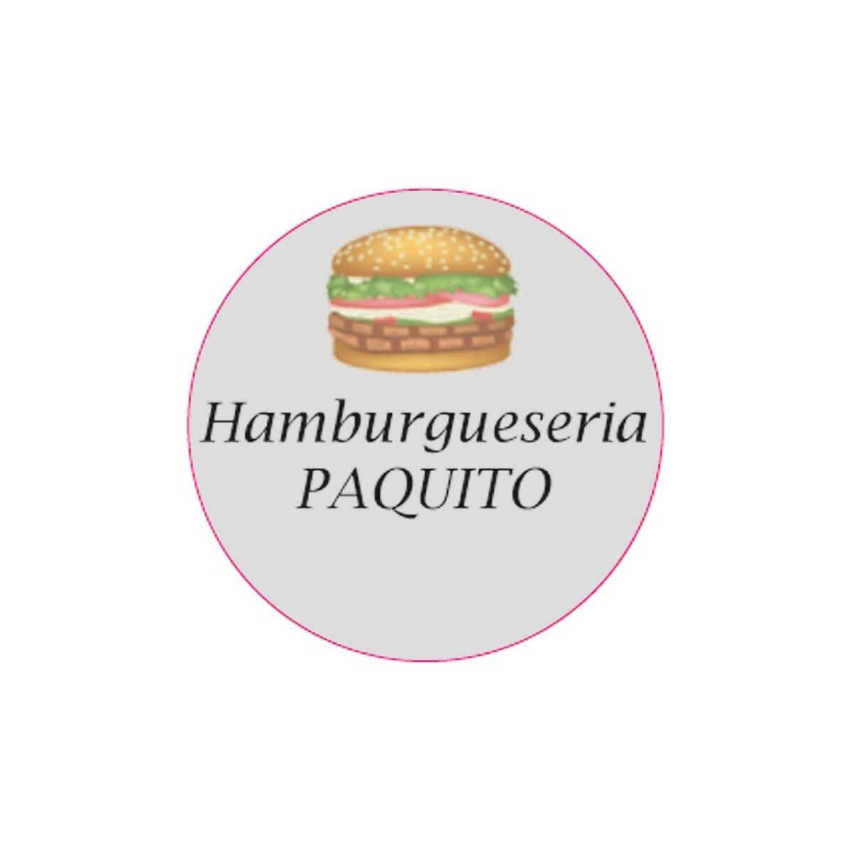 Adhesivo personalizado empresa con diseño de hamburguesa 3cm y fondo transparente