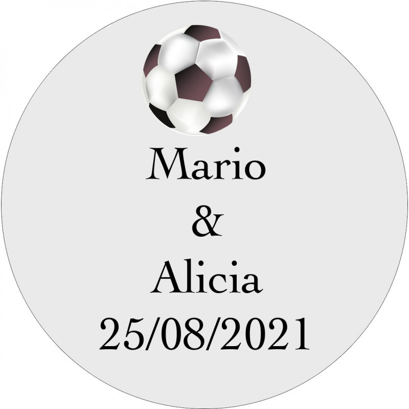 Adhesivo personalizado fútbol transparente 3cm