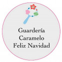 Adhesivo personalizado con diseño de sonajero 3cm y fondo transparente