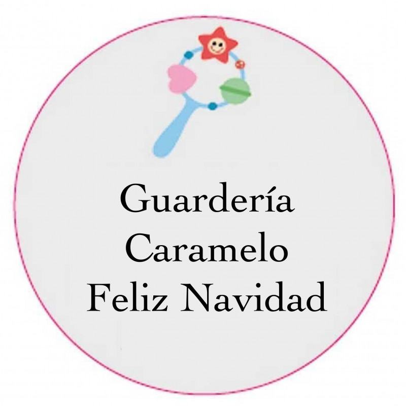 Adhesivo personalizado con diseño de sonajero 3cm y fondo transparente