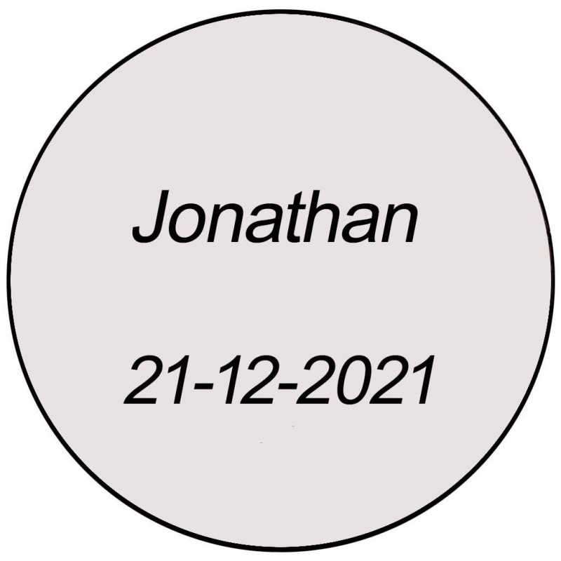 Adhesivo personalizado para eventos 3cm con fondo transparente