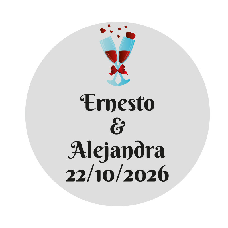 Adhesivo 3cm con fondo transparente bodas y celebraciones