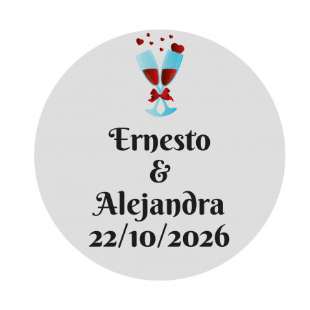 Adhesivo 3cm con fondo transparente bodas y celebraciones
