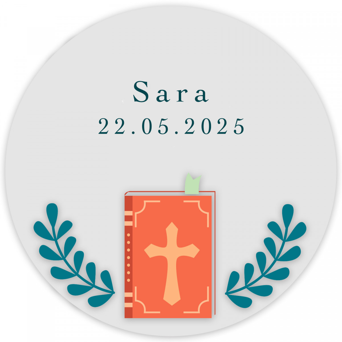 Adhesivo comunión y bautizo 3cm con fondo transparente personalizado con diseño religioso
