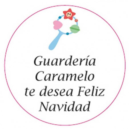 Adhesivo personalizado con diseño de sonajero 3cm