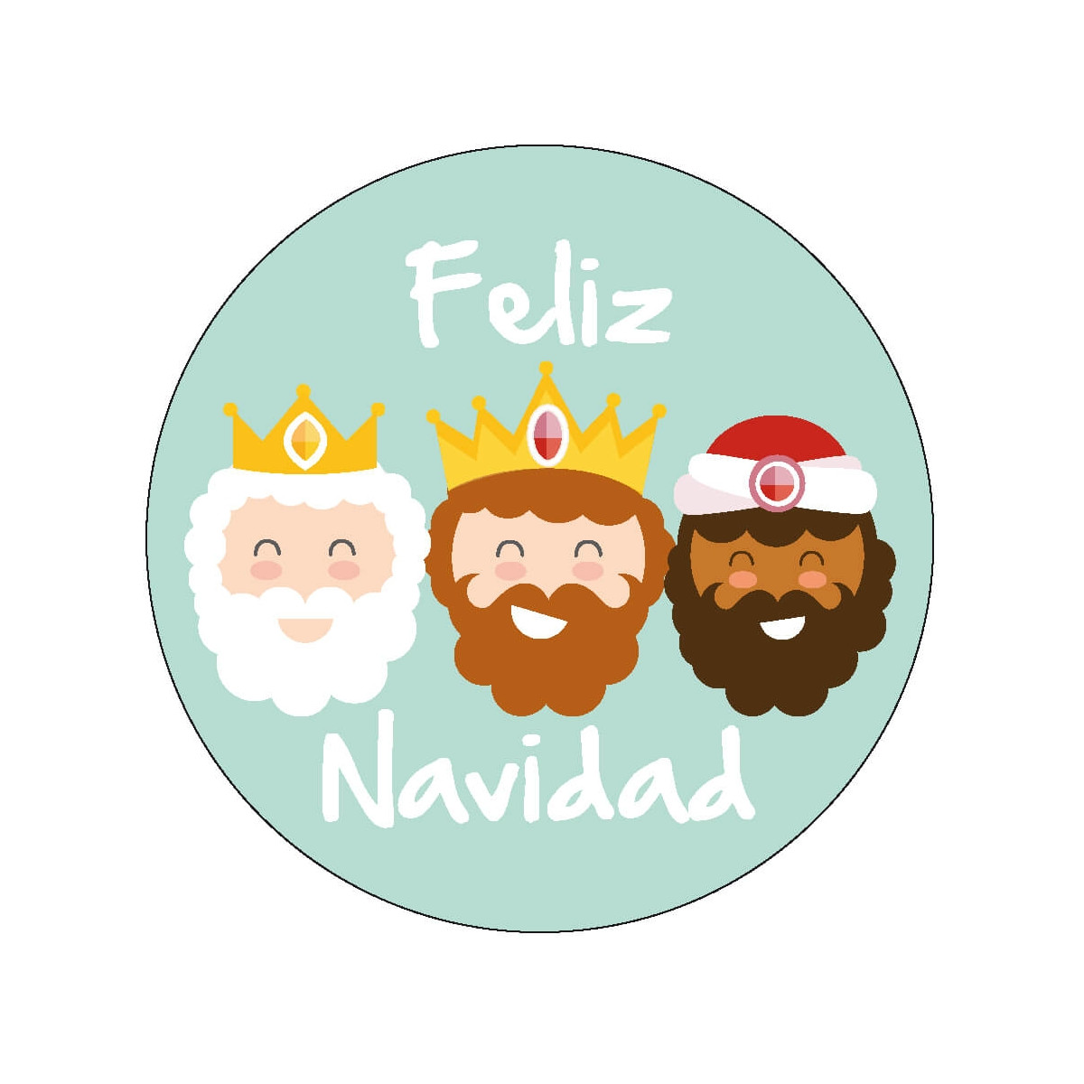 Adhesivo reyes magos feliz navidad para artículos navideños 3cm