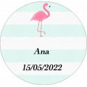 Adhesivo personalizado 3cm flamenco para comunión bautizo o cumpleaños