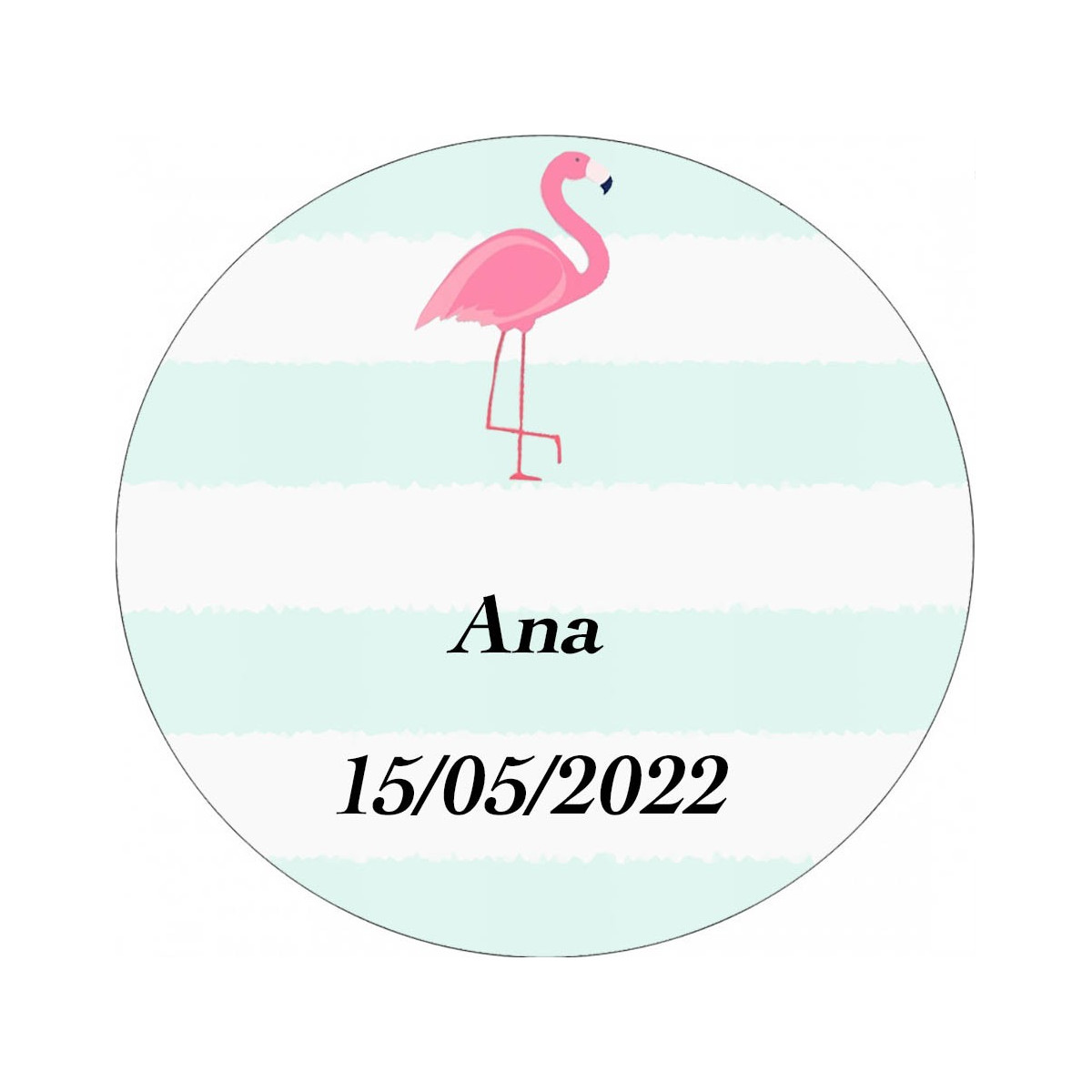 Adhesivo personalizado 3cm flamenco para comunión bautizo o cumpleaños