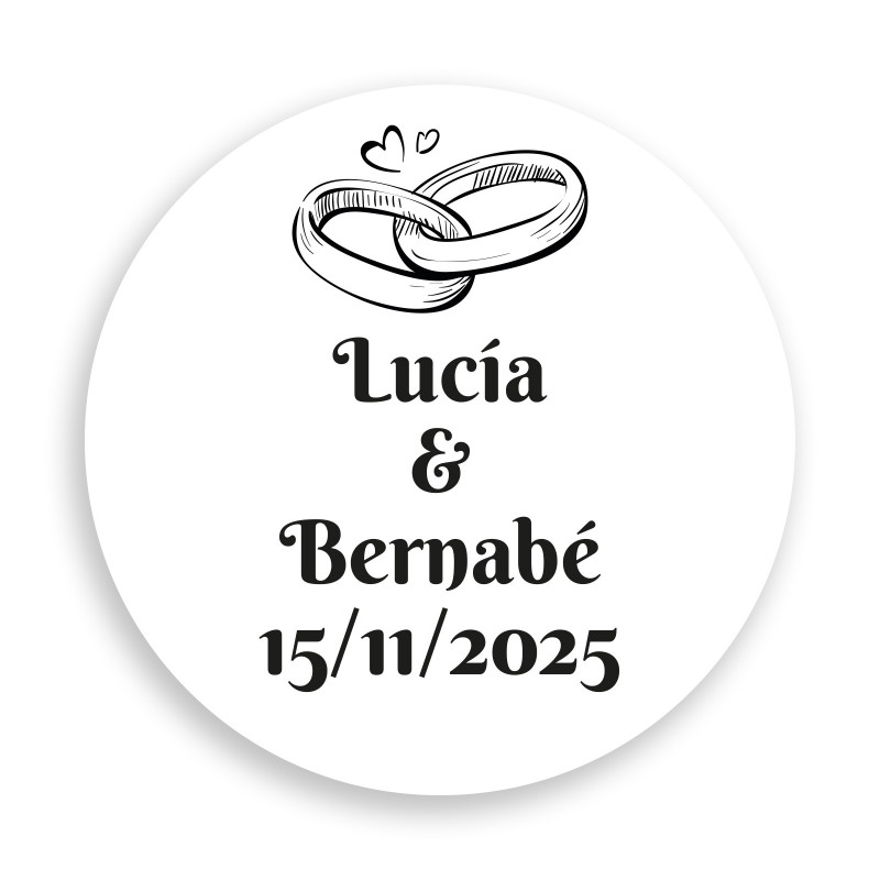 Adhesivo personalizado 3cm para bodas