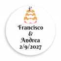Adhesivo 3cm boda personalizado con diseño de tarta nupcial
