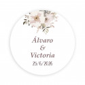 Adhesivo personalizado para bodas bautizos comuniones y cumpleaños 3cm fondo blanco