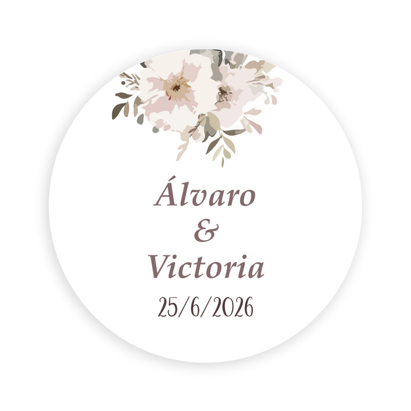 Adhesivo personalizado para bodas bautizos comuniones y cumpleaños 3cm fondo blanco
