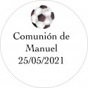 Adhesivo personalizado fútbol 3cm para comunión bautizo cumpleaños y empresa