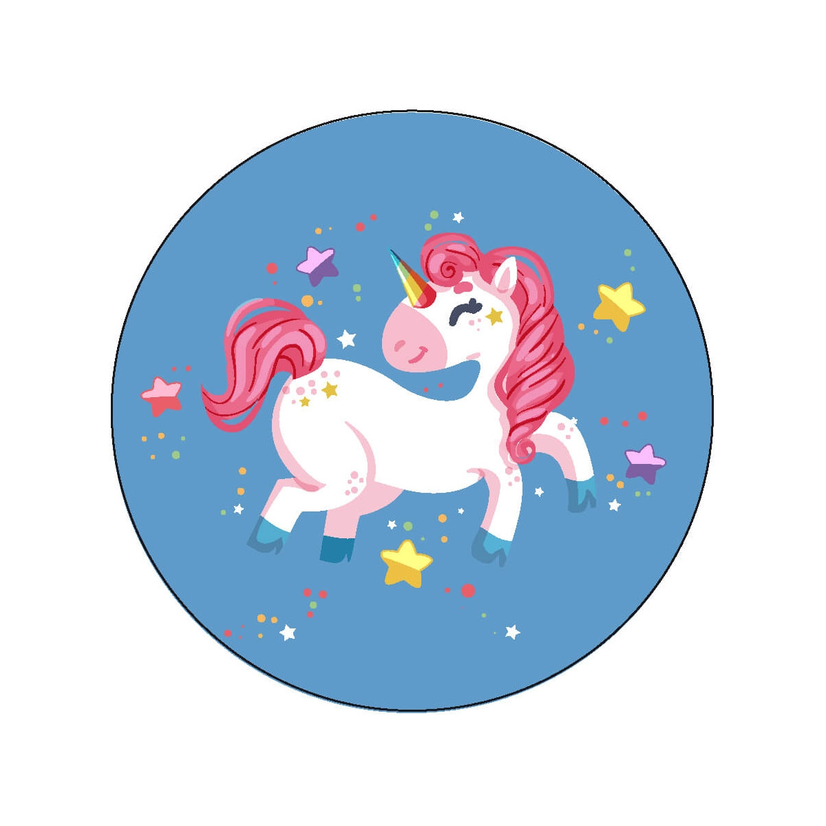 Adhesivo unicornio para cumpleaños y eventos 3cm