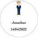 Adhesivo comunión niño personalizado 3cm