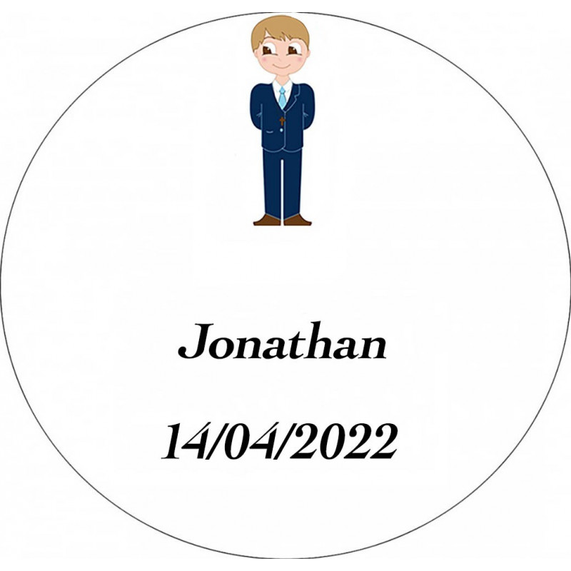 Adhesivo comunión niño personalizado 3cm