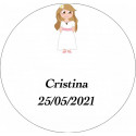 Adhesivo comunión 3cm niña personalizado