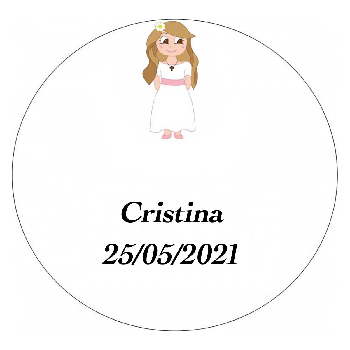 Adhesivo comunión 3cm niña personalizado