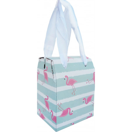 Pack detalle de boda con monedero bolígrafo pintalabios espejo personalizado y caja con diseño de flamencos
