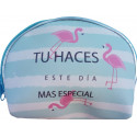 Pack detalle de boda con monedero bolígrafo pintalabios espejo personalizado y caja con diseño de flamencos