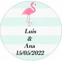 Pack detalle de boda con monedero bolígrafo pintalabios espejo personalizado y caja con diseño de flamencos