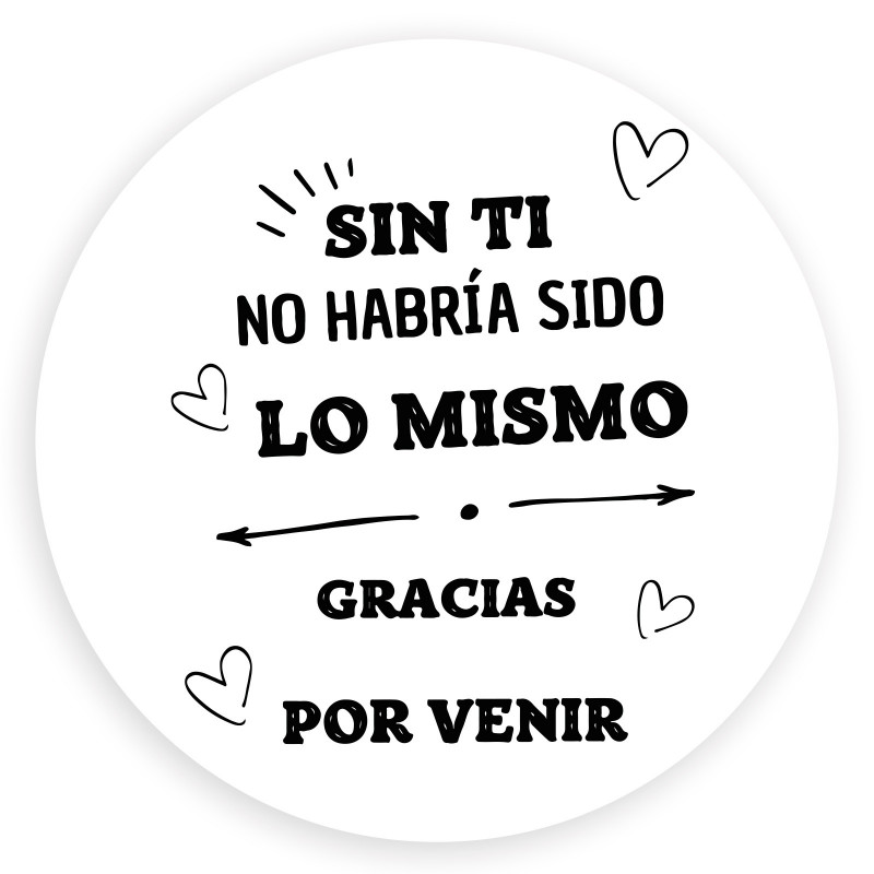 Adhesivo con texto de agradecimiento 5cm transparente