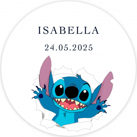 Adhesivo personalizado para eventos infantiles 5cm fondo transparente