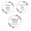 Adhesivo personalizado elegante con diseño floral transparente de 5cm